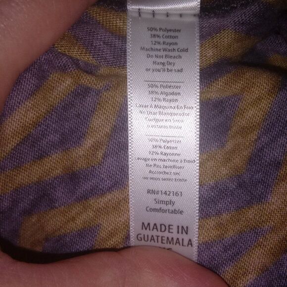 LULAROE women's x-small brown & blue hi low tribal printed t-shirt - Picture 3 of 6